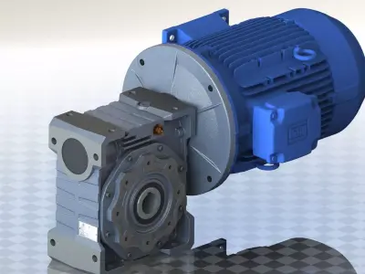 Motorreductor WEG 10 HP - Reductor STM WMI 110 - Relacion 1-10 3D model