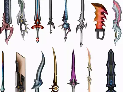 15 Stylized Sword Models Pack 2 - Low Poly Low-poly 3D model