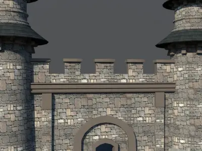 Castle gate Low-poly 3D model