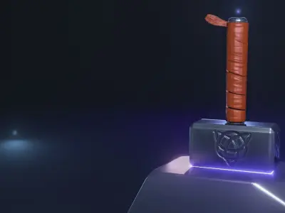 Stylized Thor Hammer Low-poly 3D model