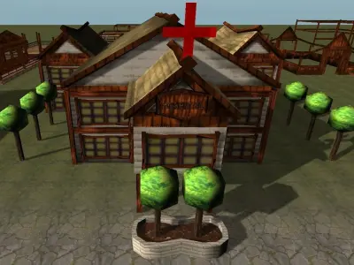 Old Style Building Set Low-poly 3D model