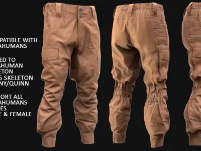 Tactical Pants 24 - All MH Bodies and UE5 Skeletons - Rigged Low-poly 3D model