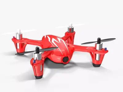 Hubsan X4 H107C Red Low-poly 3D model