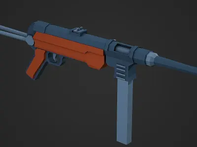 Stylized Mp-40 SMG Low Poly Mobile Ready Low-poly 3D model