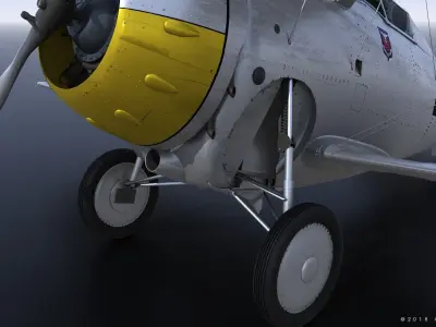 F2F-1 USS Saratoga 1939 Low-poly 3D model