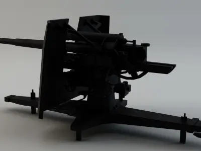 88 Flak Gun WW2 Game-Ready Low-poly 3D model