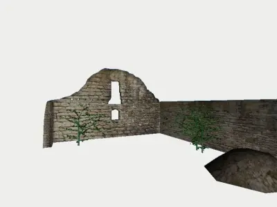 Abandoned Ruin Overgrown with Plants 3D model