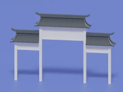 Cartoon Ancient Chinese Gate 3D model