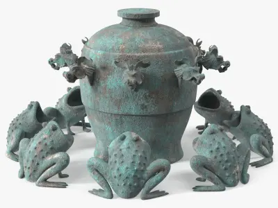 Han Dynasty Ancient Seismograph with Patina 3D model