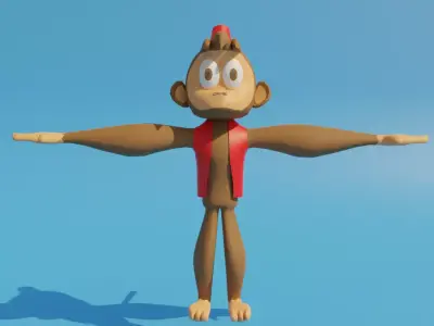 Low Poly Monkey cartoon Free 3D model