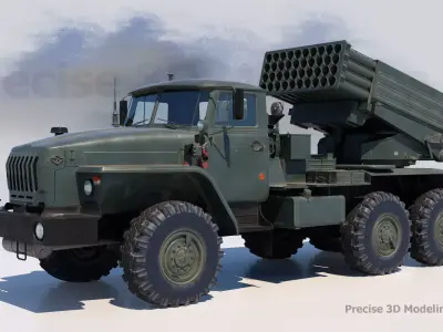 BM-21 Soviet truck-mounted 122 mm multiple rocket launcher 3D model