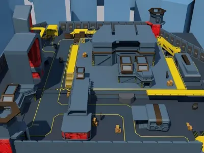 3D FPS game environment low poly Low-poly 3D model