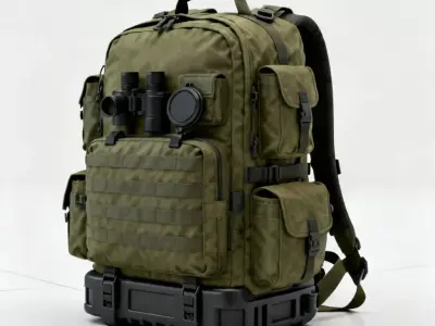 Realistic Tactical Survival Backpack 3d model Low-poly 3D model
