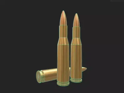 65x54mm Mauser Ammo Low-poly 3D model