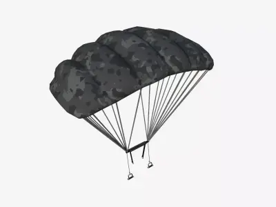 Parachute A09 Black Camouflage - Character Accessories Design Low-poly 3D model