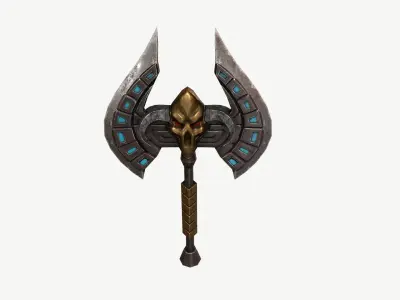 Stylized fantasy axe Low-poly 3D model