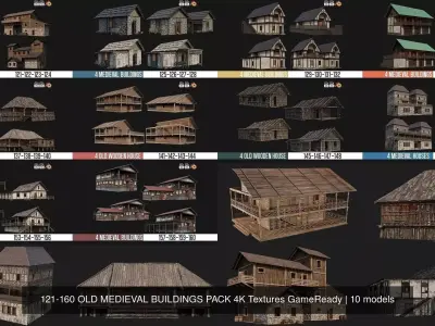 121-160 OLD MEDIEVAL BUILDINGS PACK 4K Textures GameReady 3D Model Collection