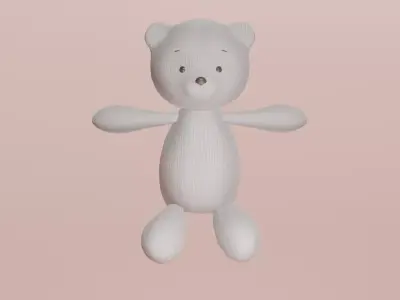 White Taddy bear toy Low-poly 3D model