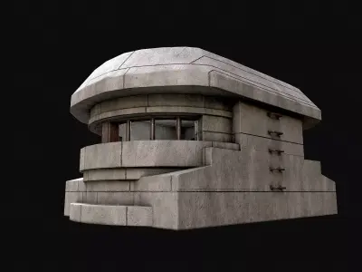 Military Concrete Bunker Base 8 Low-poly 3D model