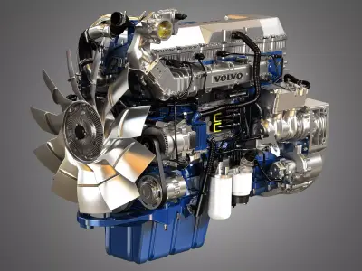 D13 Heavy Duty Truck Engine - 6 Cylinder Diesel Engine 3D model