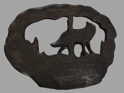 Wolf statue Low-poly 3D model