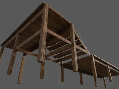wooden pier Low-poly 3D model Low-poly 3D model