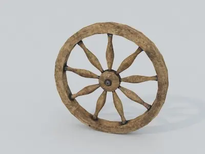 Wagon Wheel 3 Low-poly 3D model