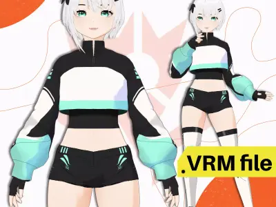 VRM CYBERPUNK NEO FASHION SPORTS OUTFIT ANIME CELL SHADED 3D model