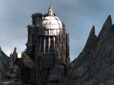 Lion Ancient Temple City Dome kitbash 1 3D model