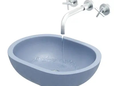 Gray architectural concrete Bowl sink 3D model