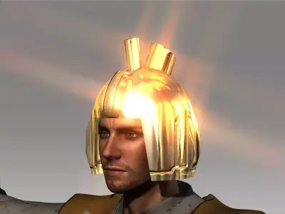 Low poly golden geometrical helmet Low-poly 3D model