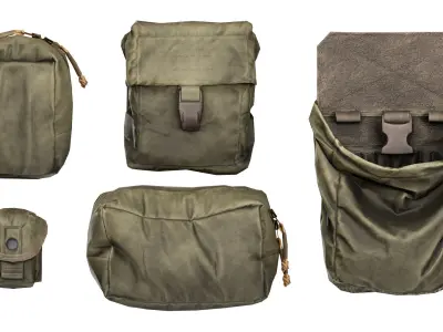 ADA MILITARY POUCHES BUNDLE 01 Low-poly 3D model