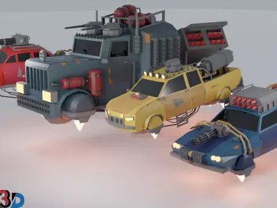 Scifi Car Collection Low Poly Free low-poly 3D model