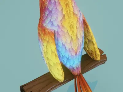 Cartoon Ara Parrot Red-Yellow-Blue 3D Model Low-poly 3D model