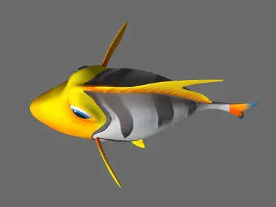 Cartoon fish03 rigged animated 3D model