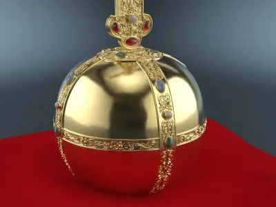 Minimalist Globus Cruciger Displayed on Cushion 3D model