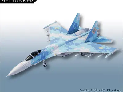 Sukhoi SU-27 Flanker Low-poly 3D model