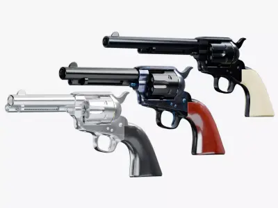 Single Action Army - Rigged - 3 Barrel Lengths - Color Variants Low-poly 3D model