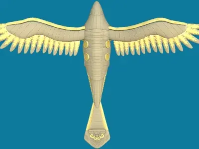 Steampunk Bird Plane Hand-Painted Low-poly 3D model