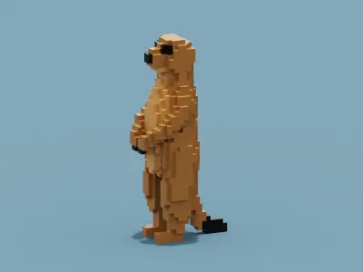 Voxel Meerkat Low-poly 3D model