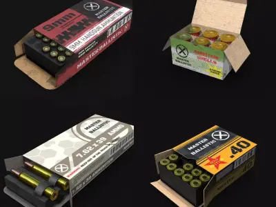 Ammo Pack  PBR  VR AR Ready Low-poly 3D model