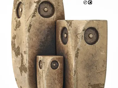 Owl Family Sculpture 3D model