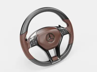 3d Steering Wheel With Dark Red Cover 3D model