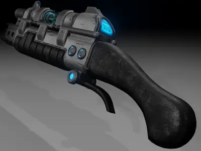 Sci-fi assault rifle with crystal Low-poly 3D model