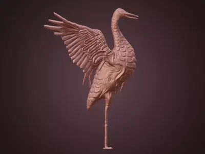 Bird with a fish in mouth Free 3D print model