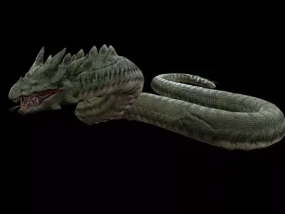 The Wyrm - Limbless Wingless Dragon Low-poly 3D model