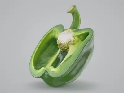 Green Bell Pepper Half 3D model
