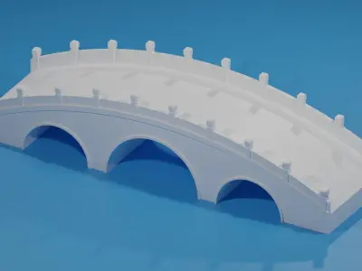 Cartoon Chinese Stone Bridge Low-poly 3D model