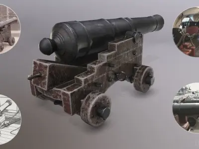 24-pounder naval cannon Low-poly 3D model