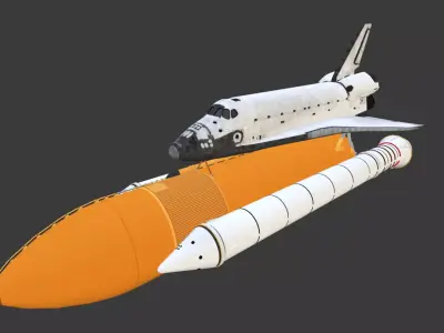 Space Shuttle Launch System with SRBs and External Tank Low-poly 3D model